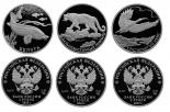 Набор из 3 серебряных монет "Красная книга"