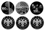 Набор из трех серебряных монет, посвященный 160-летию Банка России